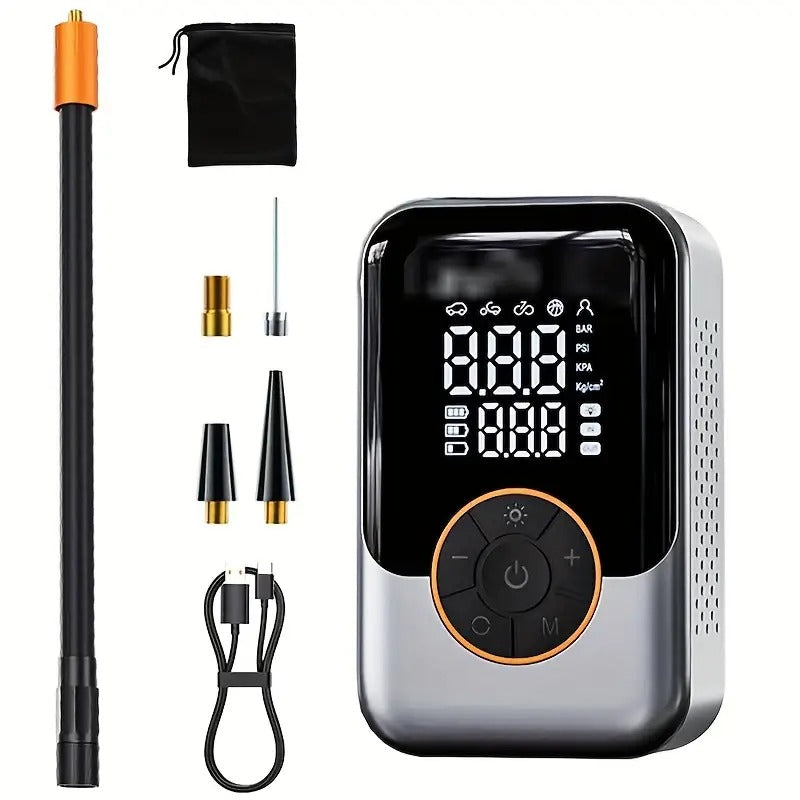 Portable Car Air Compressor - Ultra-Fast Wireless Tire Inflator with Digital Pressure Gauge, LED Light, Safe and Efficient Tire Maintenance