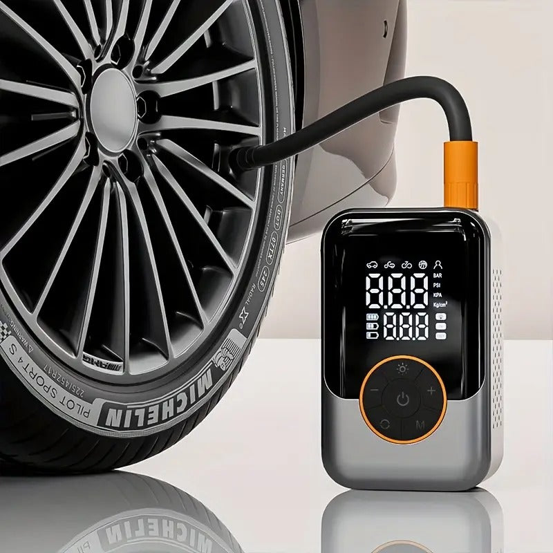 Portable Car Air Compressor - Ultra-Fast Wireless Tire Inflator with Digital Pressure Gauge, LED Light, Safe and Efficient Tire Maintenance