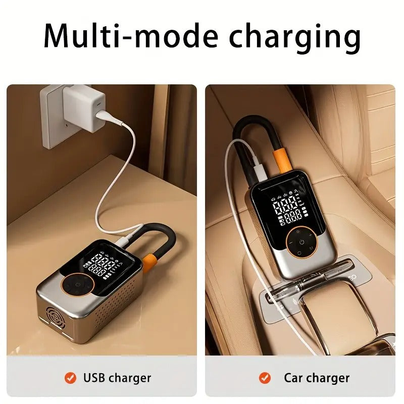 Portable Car Air Compressor - Ultra-Fast Wireless Tire Inflator with Digital Pressure Gauge, LED Light, Safe and Efficient Tire Maintenance