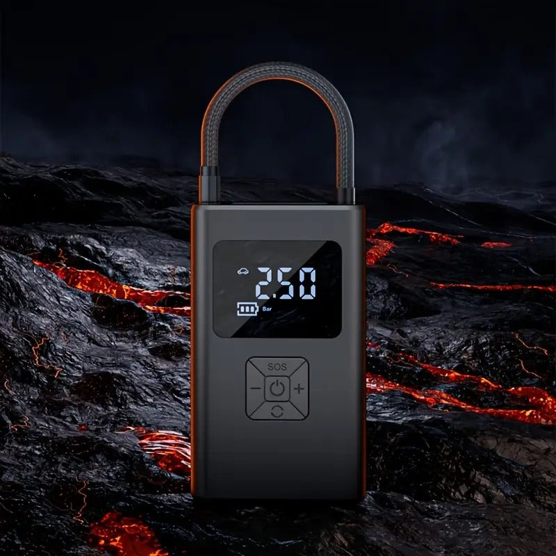 Portable Inflator with LED Light, Digital Tire Inflator - Wireless, Rechargeable Battery & Plug-in Power, Suitable for Cars, Motorcycles, Bikes, Balloons